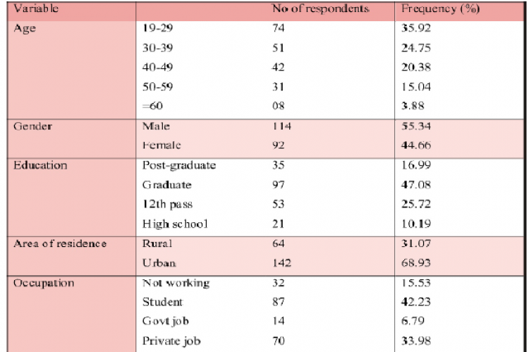 Respondents demographic characteristics