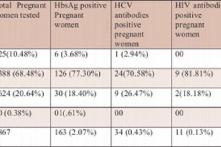 Age distribution of pregnant women tested for HbsAg